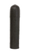 Black cylindrical object on a white background